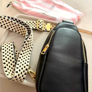 Black Vegan Leather Crossbody Bag